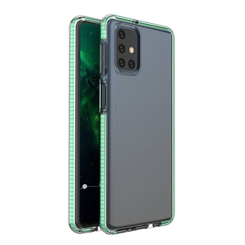 Spring Case, gelinis dėklas su spalvingu rėmeliu Samsung Galaxy M51, mėtų Spring Case, gelinis dėklas su spalvingu rėmeliu Samsung Galaxy M51, mėtų