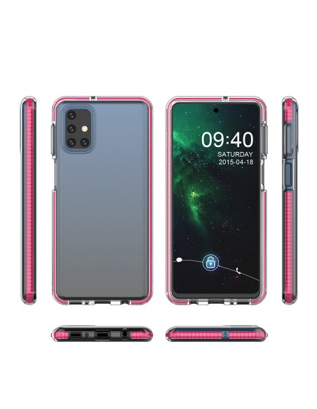 Spring Case, gelinis dėklas su spalvingu rėmeliu, skirtas Samsung Galaxy M51, geltonas