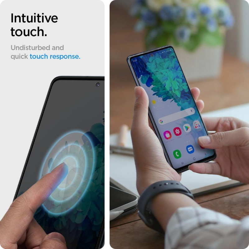 Spigen Glass FC grūdintas stiklas, skirtas Samsung Galaxy S20 FE - juodas