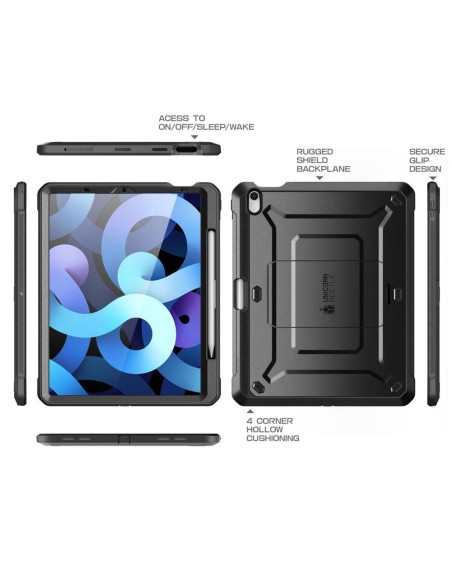 „Unicorn Beetle Pro Supcase“ dėklas, skirtas iPad Air 4 2020 / 5 2022 – juodas „Unicorn Beetle Pro Supcase“ dėklas, skirtas iPad Air 4 2020 / 5 2022 – juodas