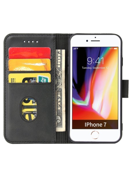 Magnet Case elegantiškas dėklas su atvartu ir stovo funkcija iPhone SE 2022 / SE 2020 / iPhone 8 / iPhone 7 juodas Magnet Case elegantiškas dėklas su atvartu ir stovo funkcija iPhone SE 2022 / SE 2020 / iPhone 8 / iPhone 7 juodas