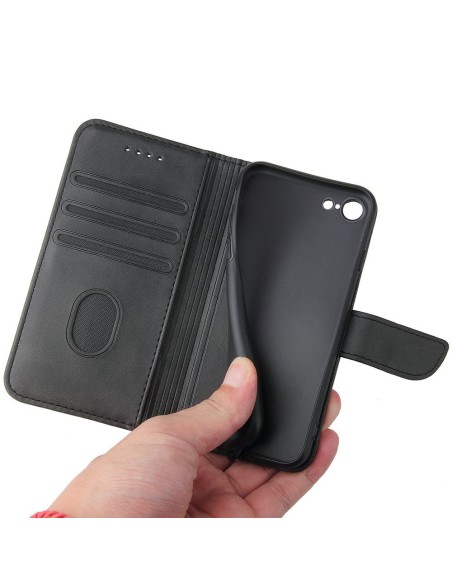 Magnet Case elegantiškas dėklas su atvartu ir stovo funkcija iPhone SE 2022 / SE 2020 / iPhone 8 / iPhone 7 juodas Magnet Case elegantiškas dėklas su atvartu ir stovo funkcija iPhone SE 2022 / SE 2020 / iPhone 8 / iPhone 7 juodas