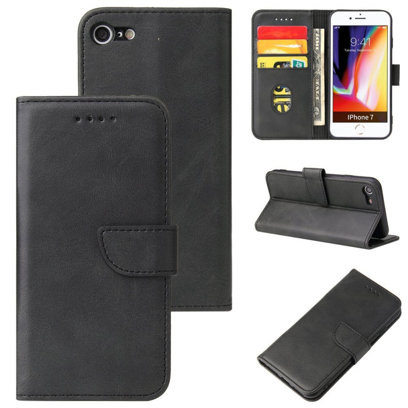 Magnet Case elegantiškas dėklas su atvartu ir stovo funkcija iPhone SE 2022 / SE 2020 / iPhone 8 / iPhone 7 juodas