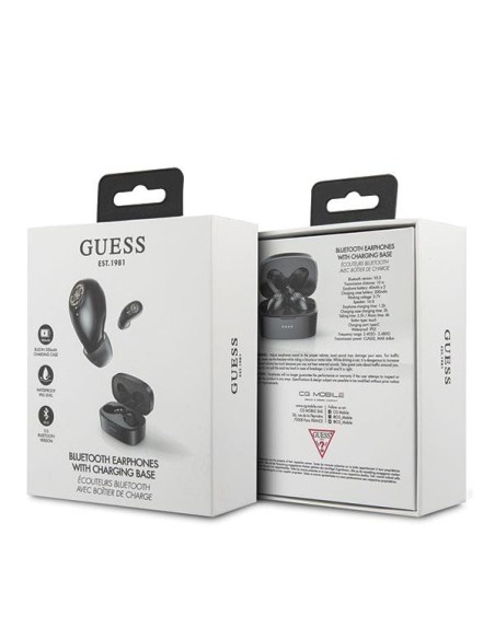 Guess 4G TWS Bluetooth ausinės + dokas - juodos spalvos