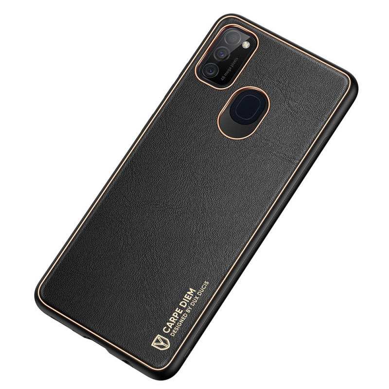 Dux Ducis Yolo elegantiškas dėklas su ekologiškos odos dangteliu, skirtas Samsung Galaxy M30s juodas