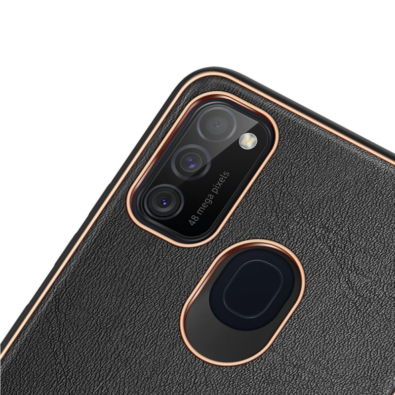 Dux Ducis Yolo elegantiškas dėklas su ekologiškos odos dangteliu, skirtas Samsung Galaxy M30s juodas