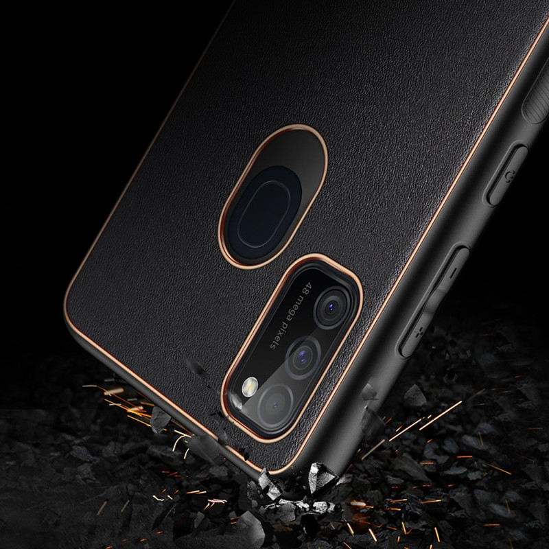 Dux Ducis Yolo elegantiškas dėklas su ekologiškos odos dangteliu, skirtas Samsung Galaxy M30s juodas