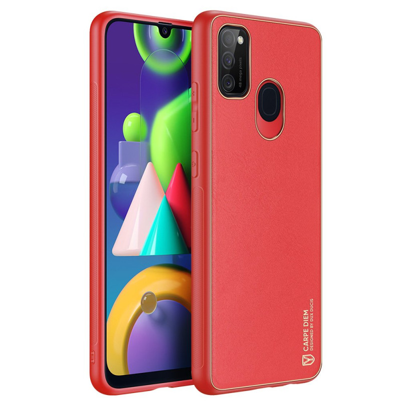 Dux Ducis Yolo elegantiškas dėklas su ekologiškos odos dangteliu, skirtas Samsung Galaxy M30s raudonas