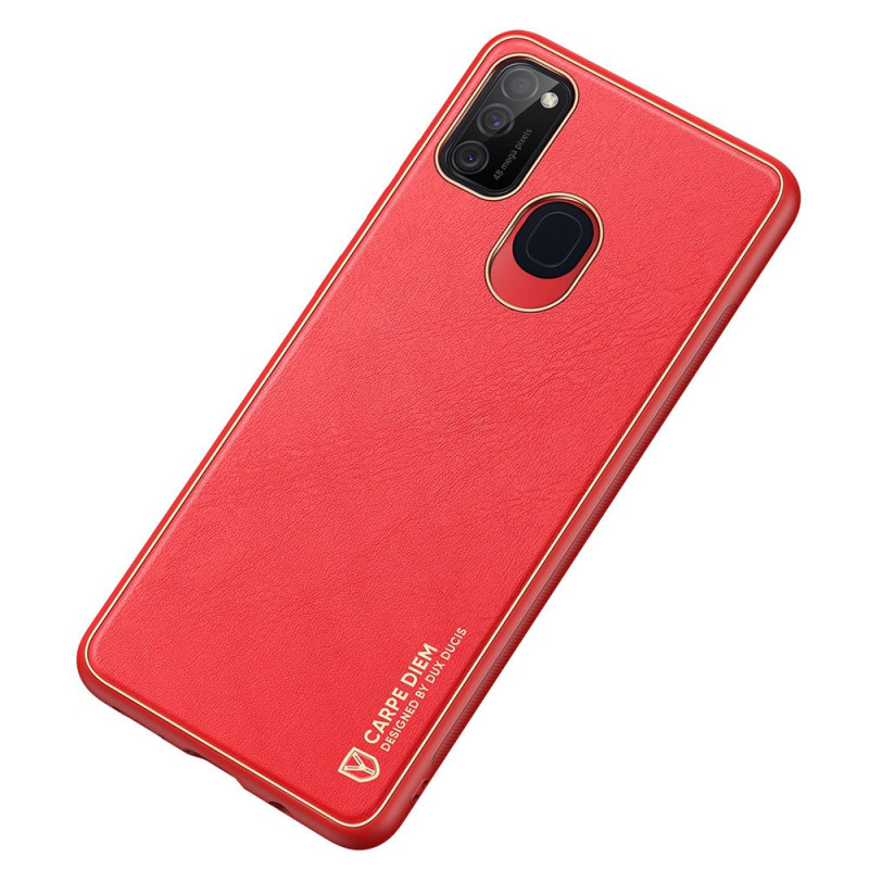 Dux Ducis Yolo elegantiškas dėklas su ekologiškos odos dangteliu, skirtas Samsung Galaxy M30s raudonas