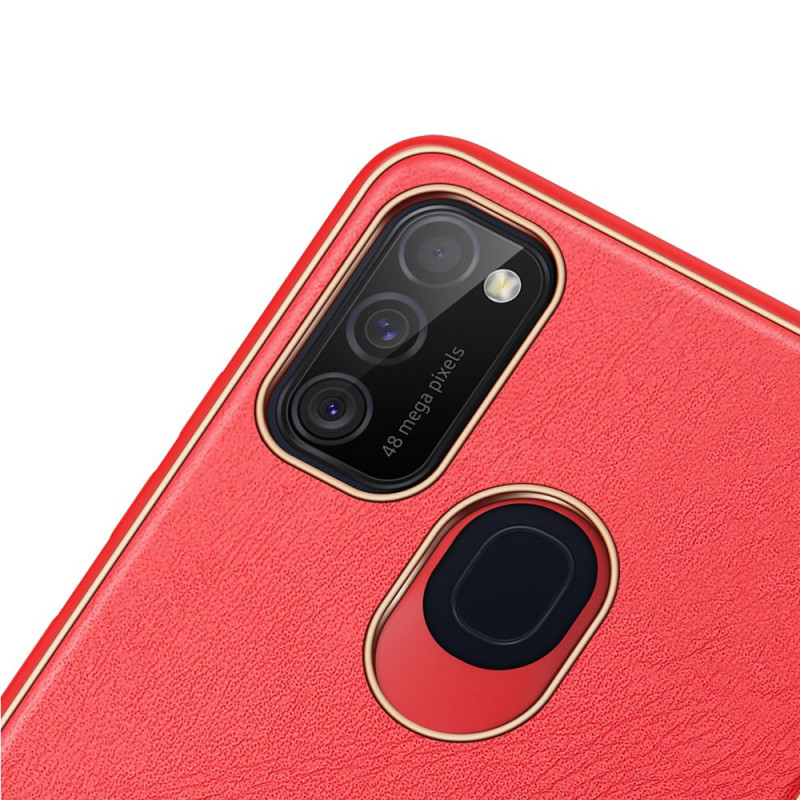 Dux Ducis Yolo elegantiškas dėklas su ekologiškos odos dangteliu, skirtas Samsung Galaxy M30s raudonas