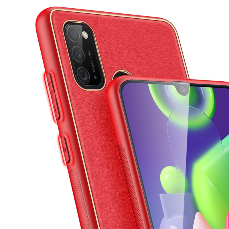 Dux Ducis Yolo elegantiškas dėklas su ekologiškos odos dangteliu, skirtas Samsung Galaxy M30s raudonas