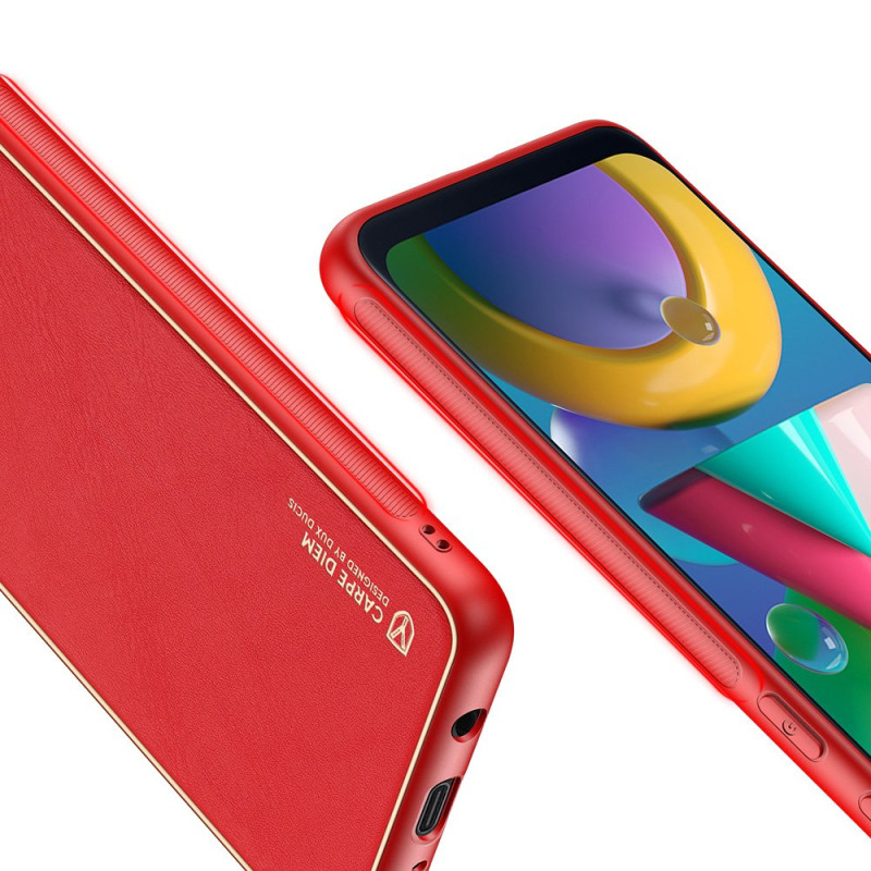 Dux Ducis Yolo elegantiškas dėklas su ekologiškos odos dangteliu, skirtas Samsung Galaxy M30s raudonas
