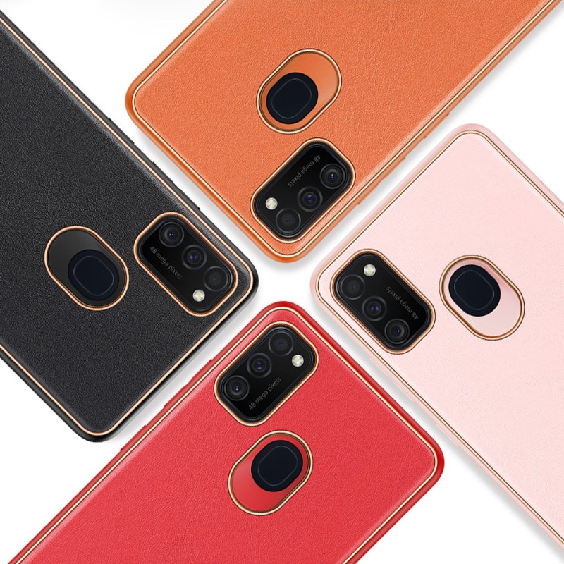 Dux Ducis Yolo elegantiškas dėklas su ekologiškos odos dangteliu, skirtas Samsung Galaxy M30s raudonas