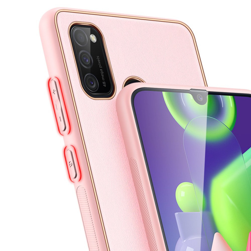 Elegantiškas Dux Ducis Yolo dėklas su ekologiškos odos dangteliu, skirtas Samsung Galaxy M30s rožinės spalvos
