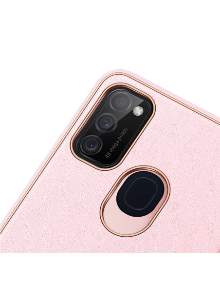 Elegantiškas Dux Ducis Yolo dėklas su ekologiškos odos dangteliu, skirtas Samsung Galaxy M30s rožinės spalvos Elegantiškas Dux Ducis Yolo dėklas su ekologiškos odos dangteliu, skirtas Samsung Galaxy M30s rožinės spalvos