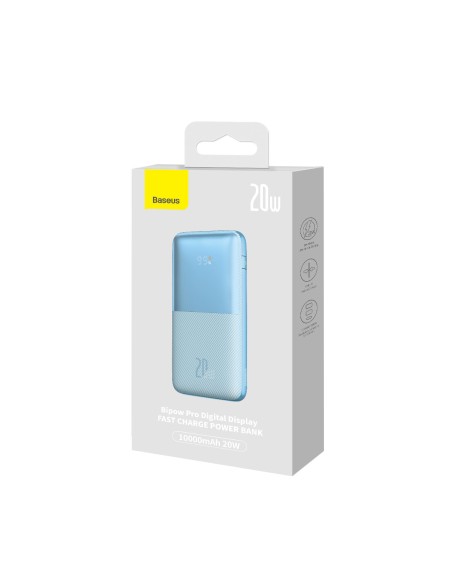 Bipow Pro maitinimo blokas 10000mAh 20W + USB laidas 3A 0,3m mėlynas