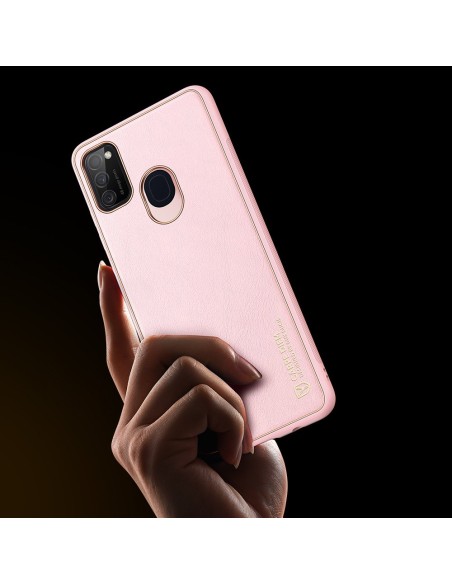 Elegantiškas Dux Ducis Yolo dėklas su ekologiškos odos dangteliu, skirtas Samsung Galaxy M30s rožinės spalvos Elegantiškas Dux Ducis Yolo dėklas su ekologiškos odos dangteliu, skirtas Samsung Galaxy M30s rožinės spalvos