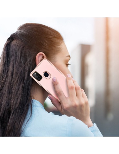 Elegantiškas Dux Ducis Yolo dėklas su ekologiškos odos dangteliu, skirtas Samsung Galaxy M30s rožinės spalvos Elegantiškas Dux Ducis Yolo dėklas su ekologiškos odos dangteliu, skirtas Samsung Galaxy M30s rožinės spalvos