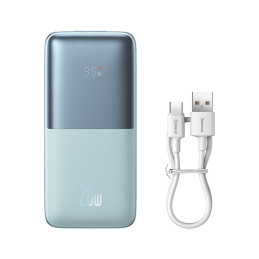 Bipow Pro maitinimo blokas 10000mAh 20W + USB laidas 3A 0,3m mėlynas