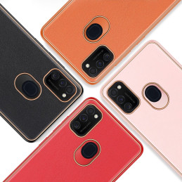 Elegantiškas Dux Ducis Yolo dėklas su ekologiškos odos dangteliu, skirtas Samsung Galaxy M30s oranžinei spalvai