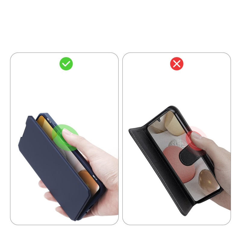 DUX DUCIS Skin X dėklo dėklo dangtelis su atvartu, skirtas Samsung Galaxy A42 5G mėlynas