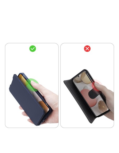 DUX DUCIS Skin X dėklo dėklo dangtelis su atvartu, skirtas Samsung Galaxy A42 5G mėlynas