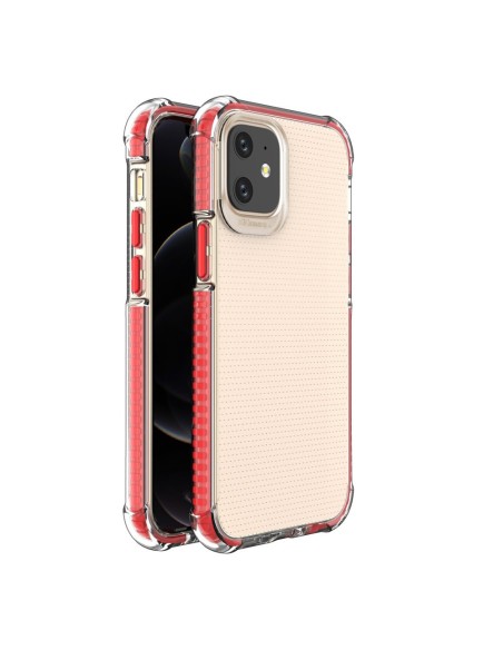 Spring Armor lankstus gelinis šarvuotas dėklas su spalvingu rėmeliu iPhone 12 mini raudonam Spring Armor lankstus gelinis šarvuotas dėklas su spalvingu rėmeliu iPhone 12 mini raudonam