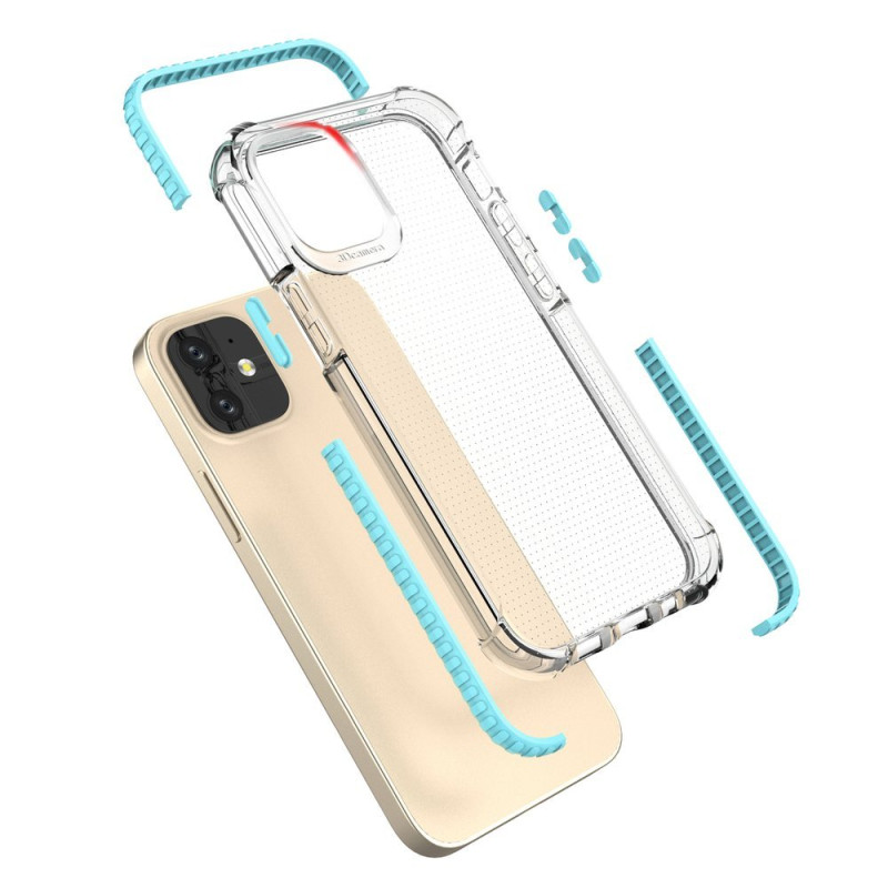 Spring Armor lankstus gelinis šarvuotas dėklas su spalvingu rėmeliu iPhone 12 mini raudonam