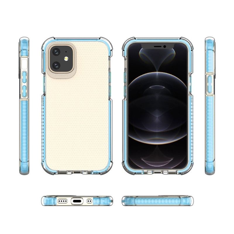Spring Armor lankstus gelinis šarvuotas dėklas su spalvingu rėmeliu iPhone 12 mini raudonam