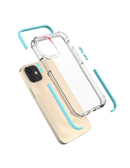 Spring Armor lankstus gelinis šarvuotas dėklas su spalvingu rėmeliu iPhone 12 mini žaliam