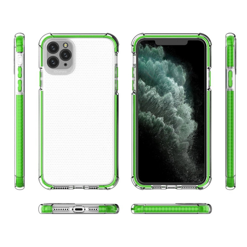 Spring Armor lankstus gelinis šarvuotas dėklas su spalvingu rėmeliu, skirtas iPhone 11 Pro Max, mėlynas