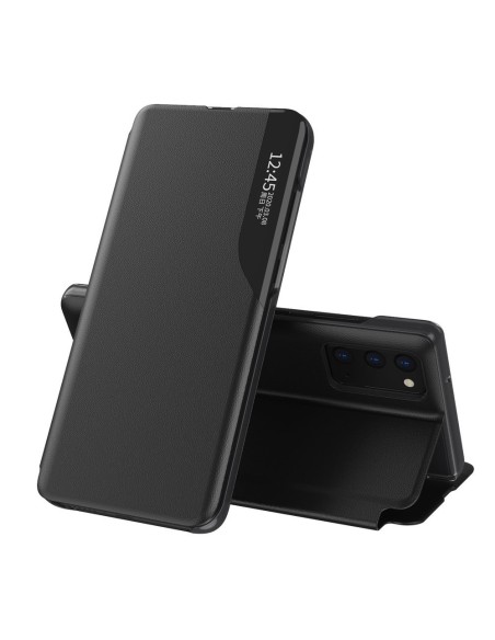 Eco Leather View Case elegantiškas atverčiamas dėklas su stovo funkcija, skirtas Samsung Galaxy A02s EU black