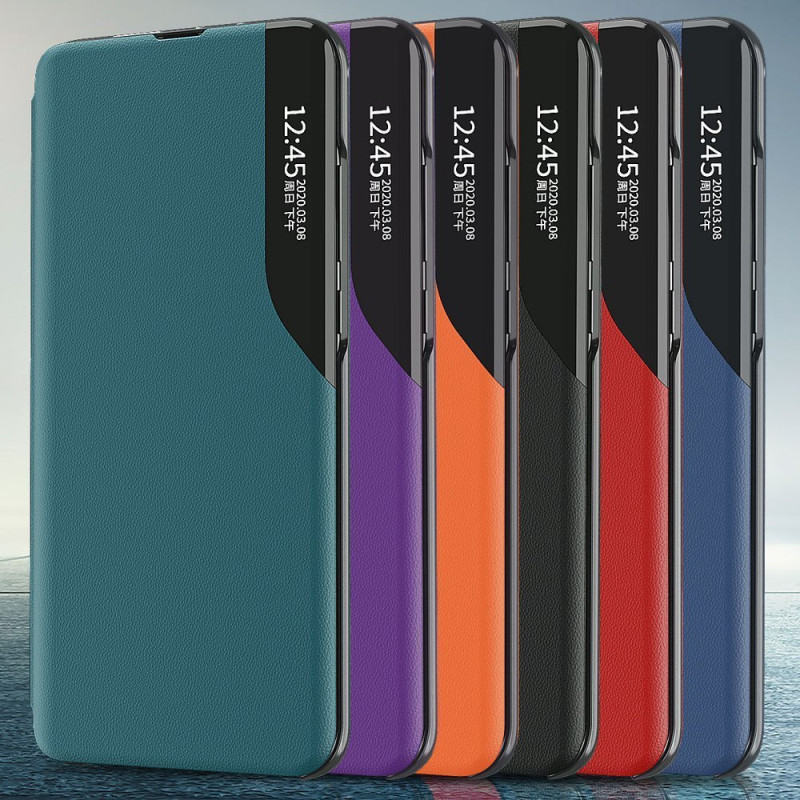 Eco Leather View Case elegantiškas atverčiamas dėklas su stovo funkcija, skirtas Samsung Galaxy A02s EU black