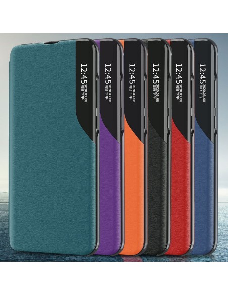 Eco Leather View Case elegantiškas atverčiamas dėklas su stovo funkcija, skirtas Samsung Galaxy A02s EU black
