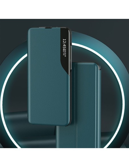 Eco Leather View Case elegantiškas atverčiamas dėklas su stovo funkcija, skirtas Samsung Galaxy A02s EU black