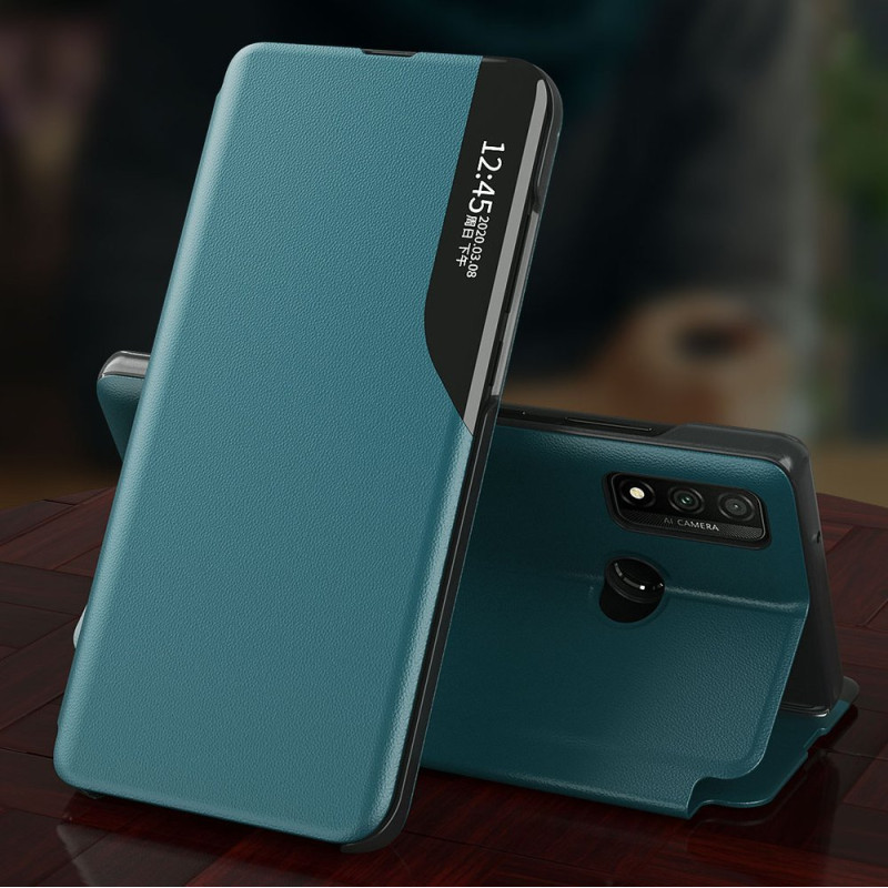 Eco Leather View Case elegantiškas atverčiamas dėklas su stovo funkcija, skirtas Samsung Galaxy A02s EU black