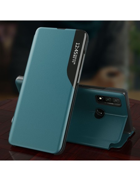 Eco Leather View Case elegantiškas atverčiamas dėklas su stovo funkcija, skirtas Samsung Galaxy A02s EU black