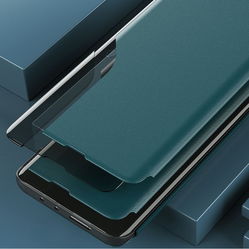 Eco Leather View Case elegantiškas atverčiamas dėklas su stovo funkcija, skirtas Samsung Galaxy A02s EU black