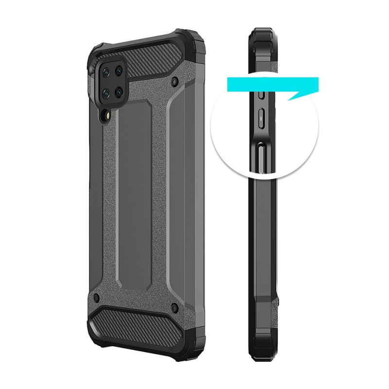Hybrid Armor šarvuotas hibridinis dėklo dangtelis, skirtas Samsung Galaxy A12 / Galaxy M12 juodas