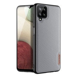 Dux Ducis Fino dėklo dangtelis, padengtas nailono medžiaga, skirtas Samsung Galaxy A12 / Galaxy M12 pilkas
