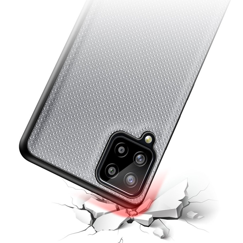 Dux Ducis Fino dėklo dangtelis, padengtas nailono medžiaga, skirtas Samsung Galaxy A12 / Galaxy M12 pilkas