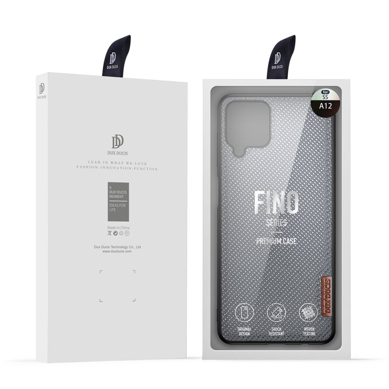 Dux Ducis Fino dėklo dangtelis, padengtas nailono medžiaga, skirtas Samsung Galaxy A12 / Galaxy M12 pilkas
