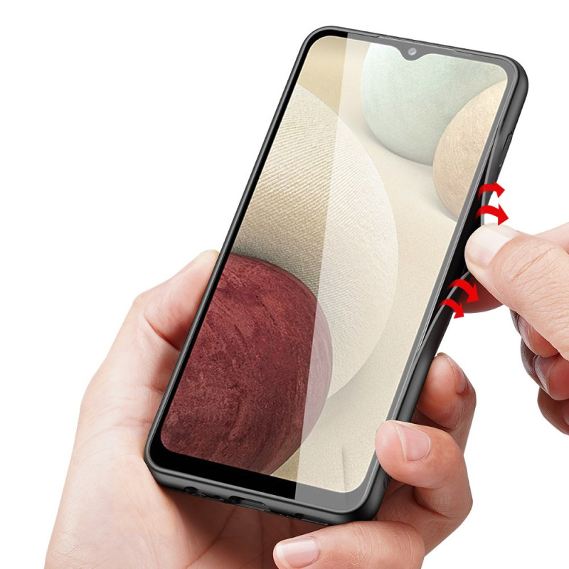 Dux Ducis Fino dėklo dangtelis, padengtas nailono medžiaga, skirtas Samsung Galaxy A12 / Galaxy M12 pilkas