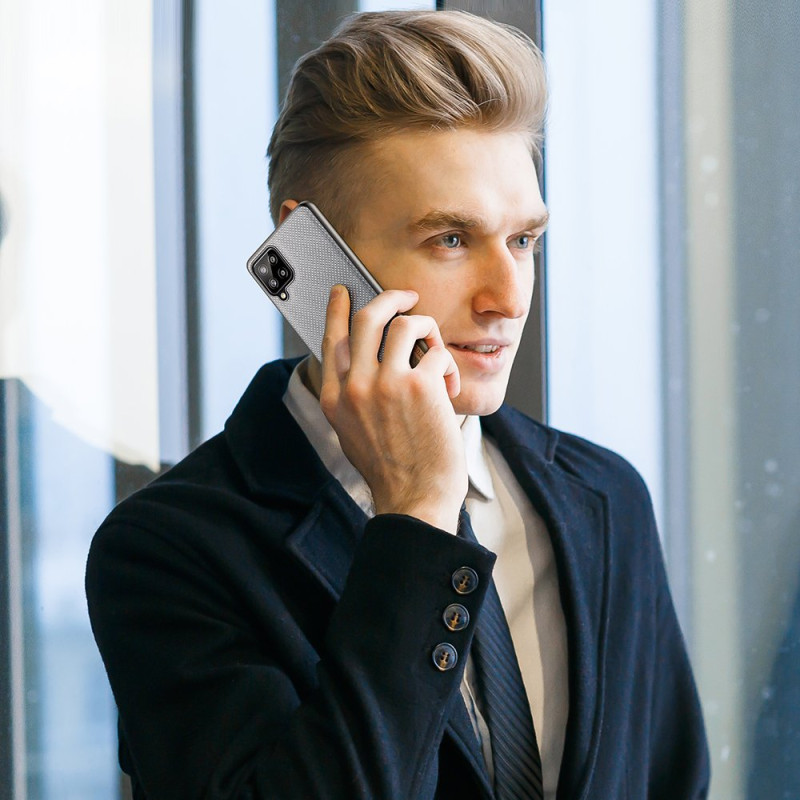 Dux Ducis Fino dėklo dangtelis, padengtas nailono medžiaga, skirtas Samsung Galaxy A12 / Galaxy M12 pilkas