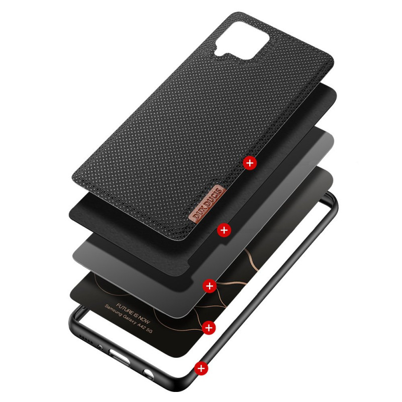 Dux Ducis Fino dėklo dangtelis, padengtas nailono medžiaga, skirtas Samsung Galaxy A42 5G juodas