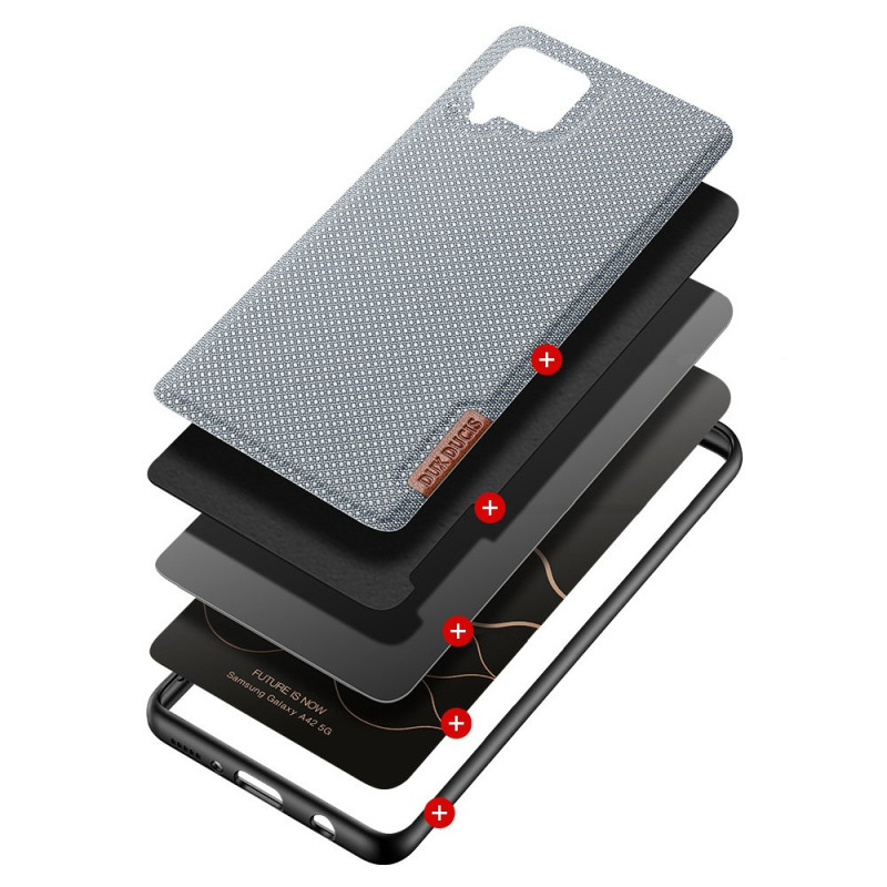 Dux Ducis Fino dėklo dangtelis, padengtas nailono medžiaga, skirtas Samsung Galaxy A42 5G pilkas