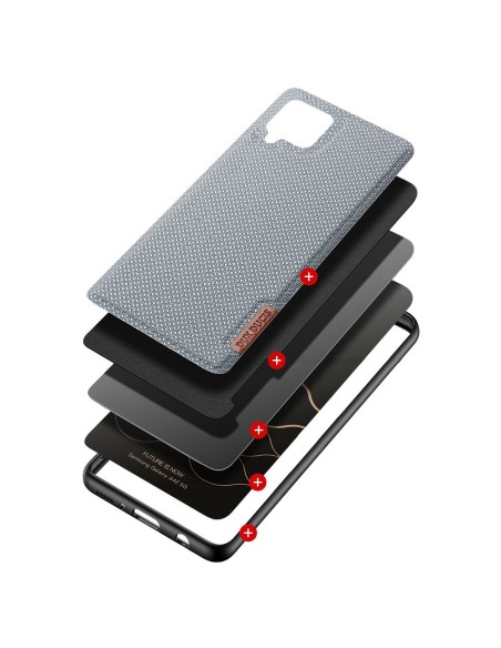 Dux Ducis Fino dėklo dangtelis, padengtas nailono medžiaga, skirtas Samsung Galaxy A42 5G pilkas