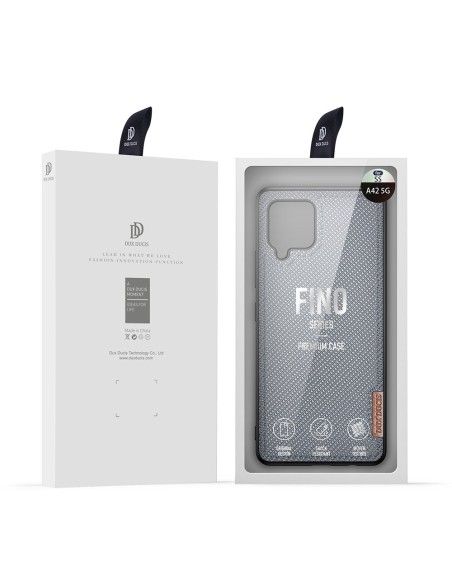 Dux Ducis Fino dėklo dangtelis, padengtas nailono medžiaga, skirtas Samsung Galaxy A42 5G pilkas