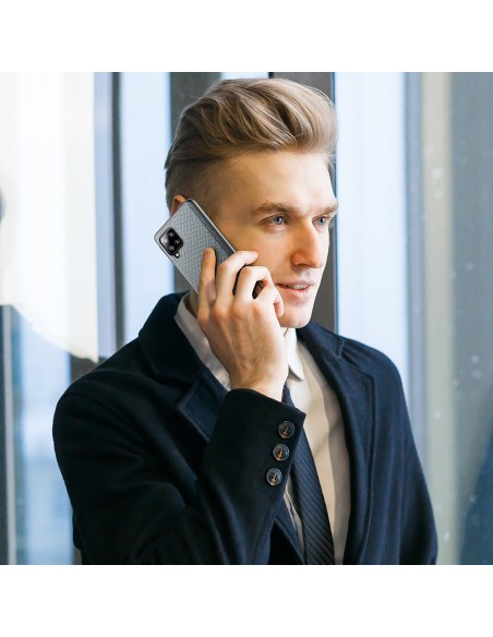 Dux Ducis Fino dėklo dangtelis, padengtas nailono medžiaga, skirtas Samsung Galaxy A42 5G pilkas