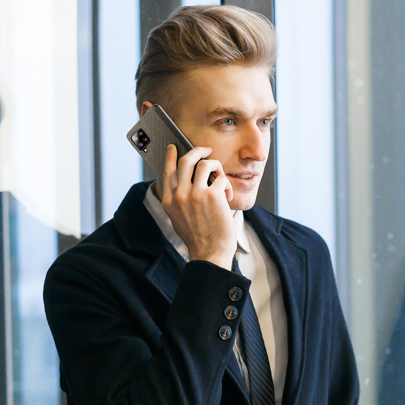 Dux Ducis Fino dėklo dangtelis, padengtas nailono medžiaga, skirtas Samsung Galaxy A42 5G žaliai